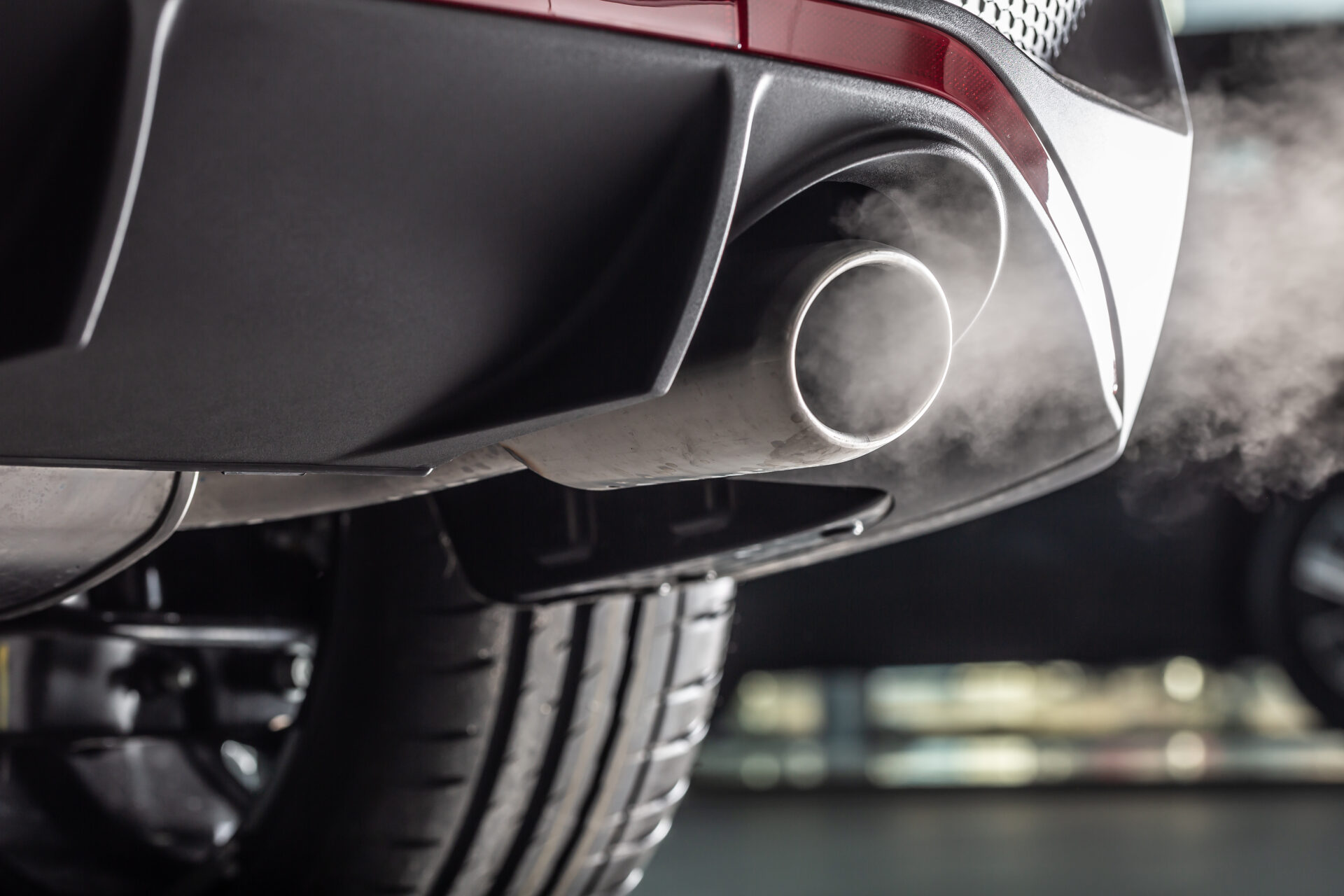 Leaking Gases From The Exhaust Of A Petrol Or Diesel Car.